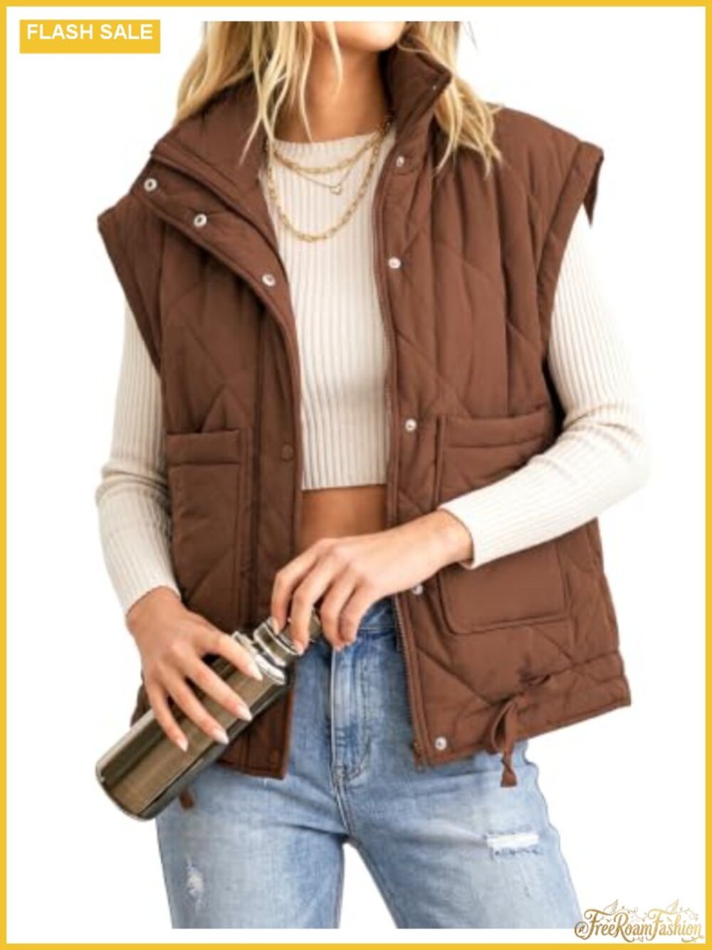 Quilted Puffer Vest Nylon Padded Gilet Sleeveless Outerwear